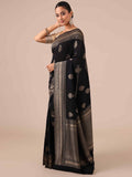 Black Tussar Silk Weaving Saree with Matching Blouse