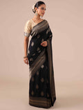 Black Tussar Silk Weaving Saree with Matching Blouse