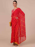 Red Chiffon Saree with Leheriya Print