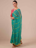 Rama Chiffon Saree with Leheriya Print