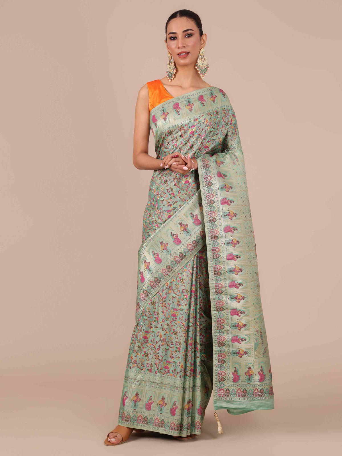 Sea Green Dola Silk Saree - House Of Surya