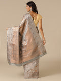 Classic Grey Silk Weaving Saree With Unstitched Blouse