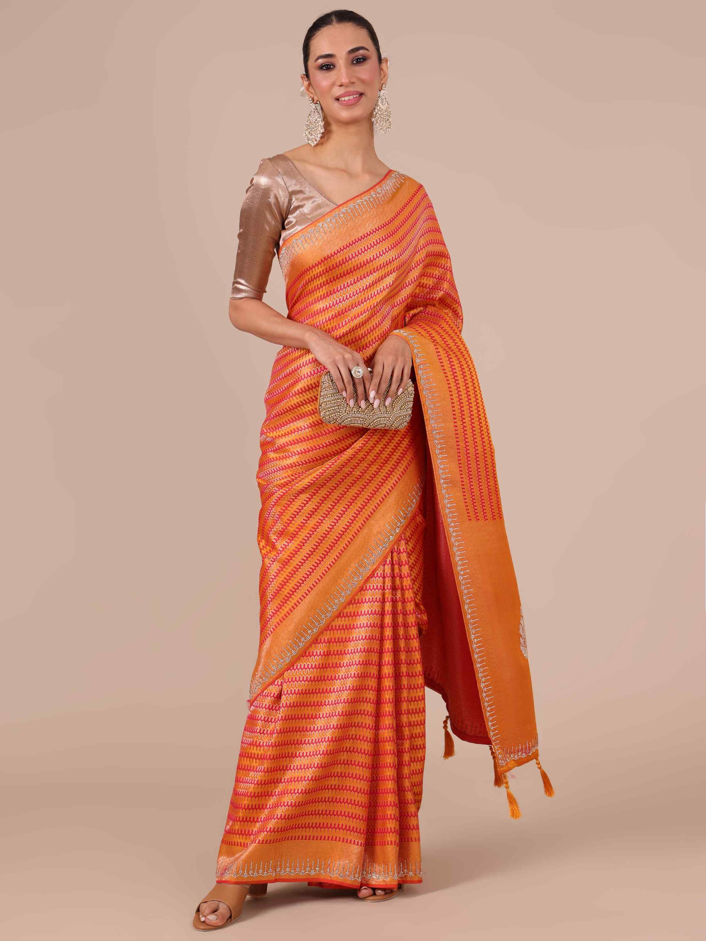 Mustard Silk Saree With Blouse - House of Surya