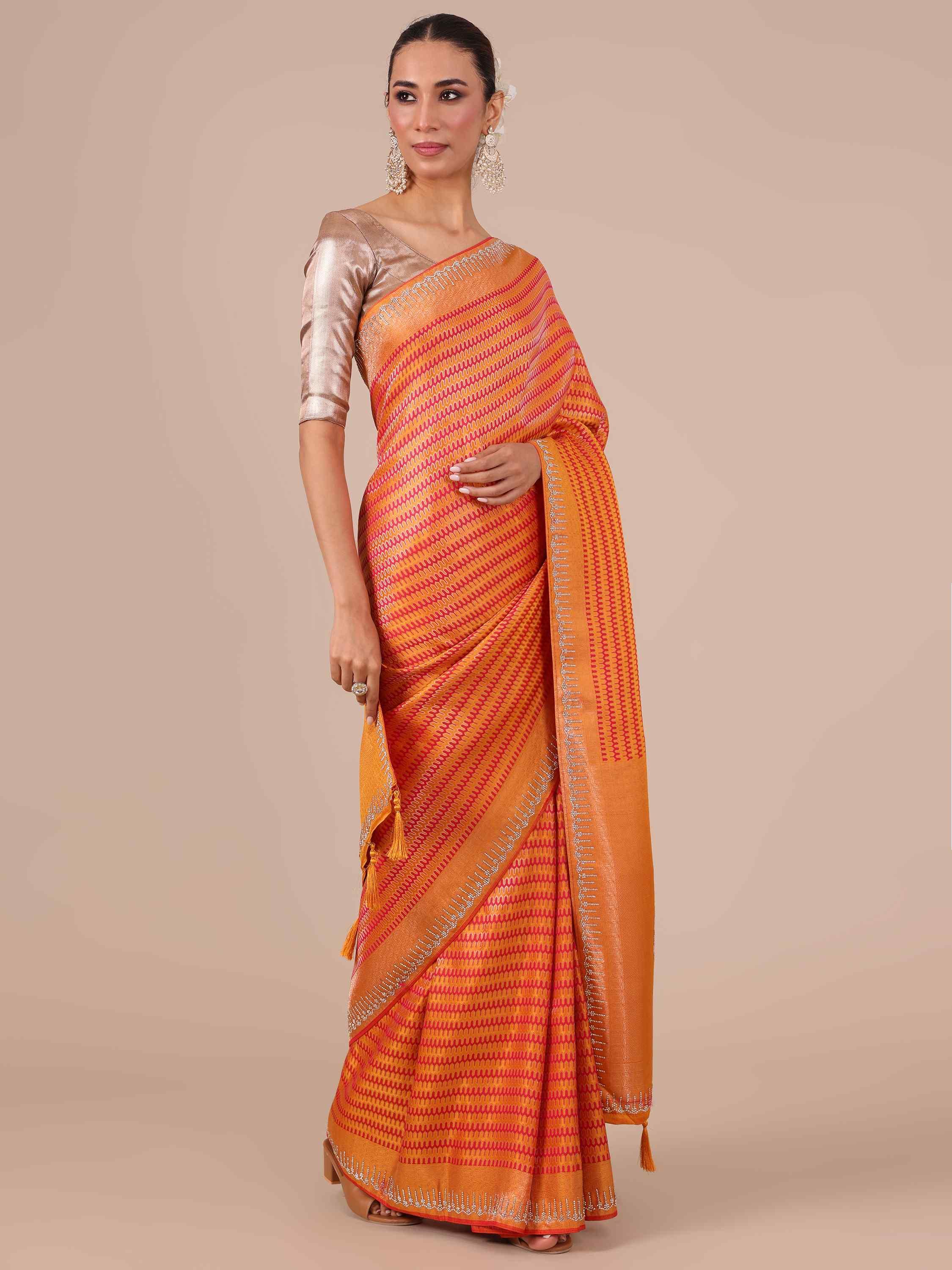 Mustard Silk Saree With Blouse - House of Surya