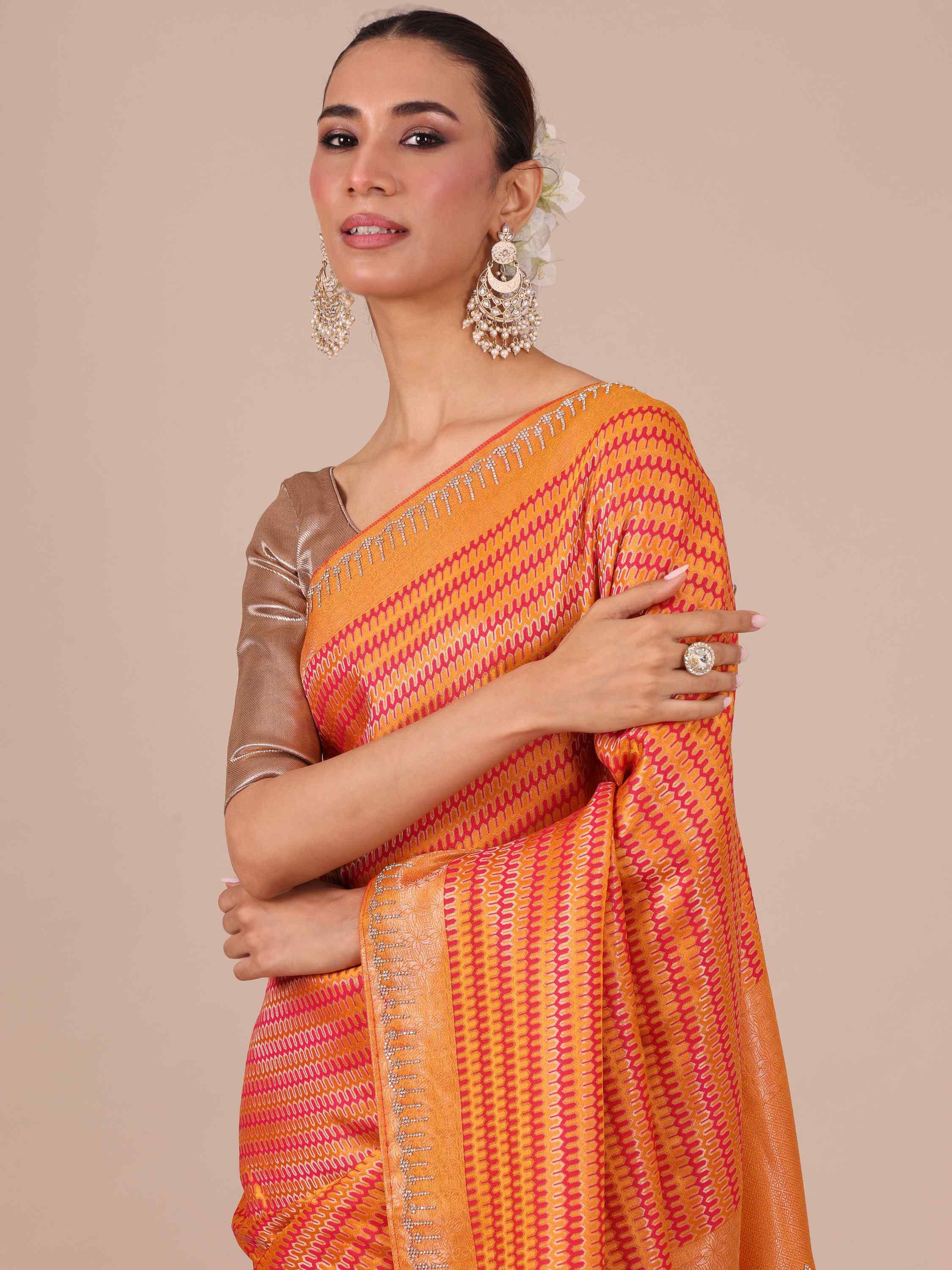 Mustard Silk Saree With Blouse - House of Surya