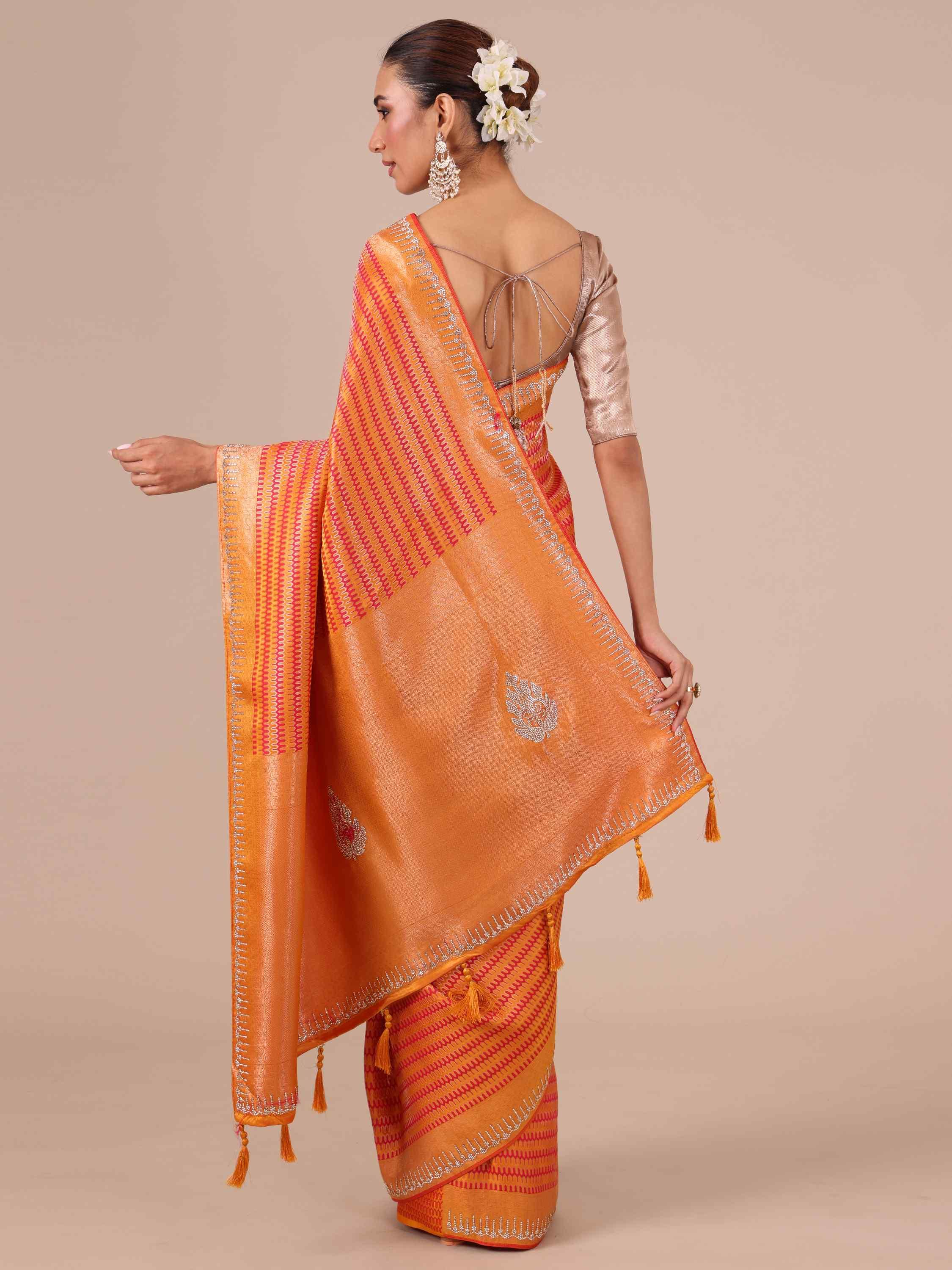 Mustard Silk Saree With Blouse - House of Surya