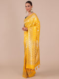 Yellow Satin Silk Saree with Siroski Embellishments - House of Surya