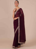 Maroon Saree with Thread and Sequins Work