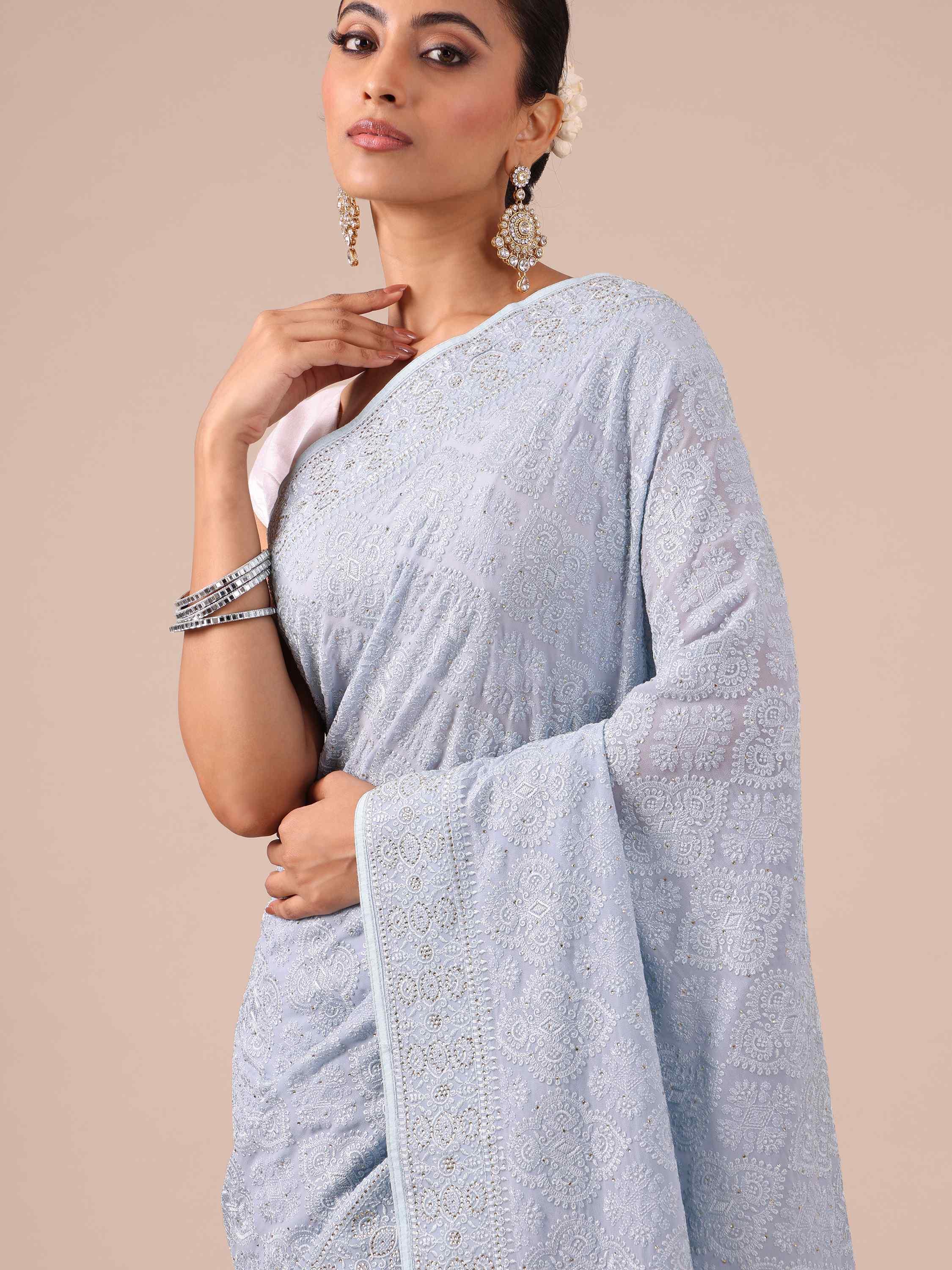 Chikankari Georgette Saree - House of Surya