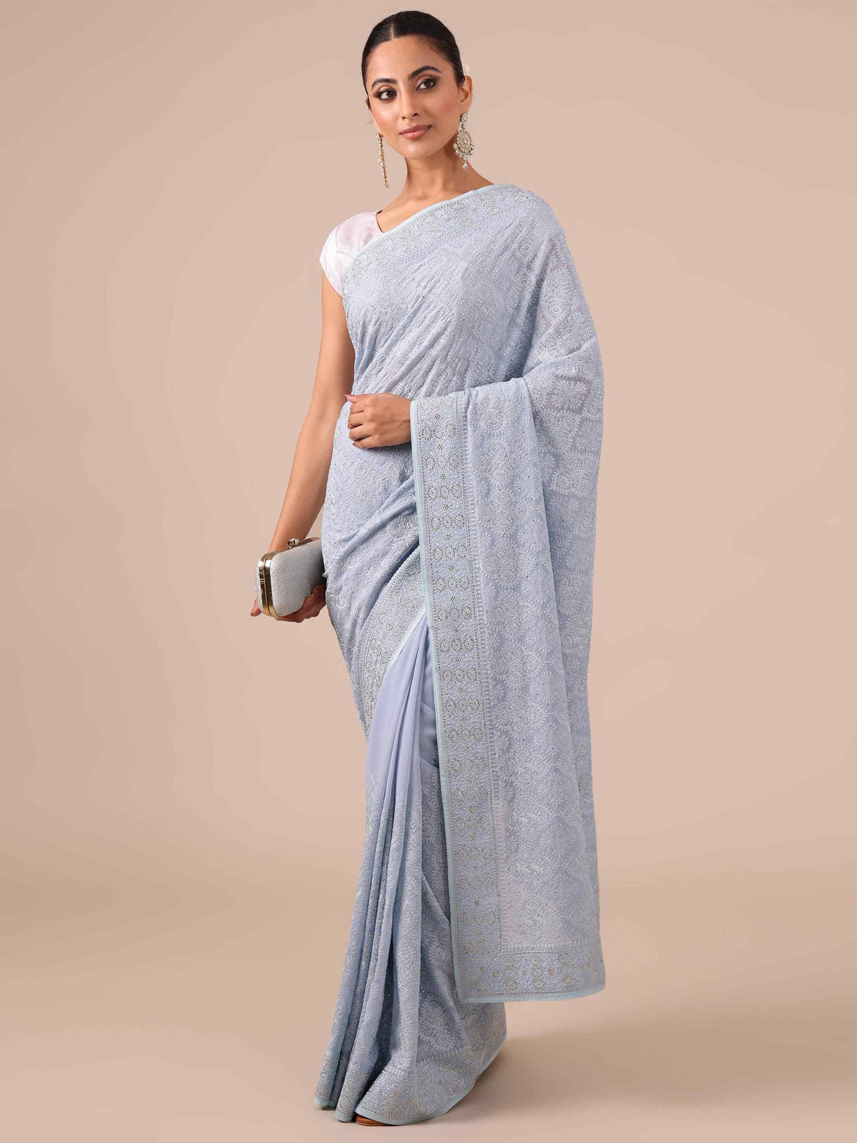 Chikankari Georgette Saree - House of Surya