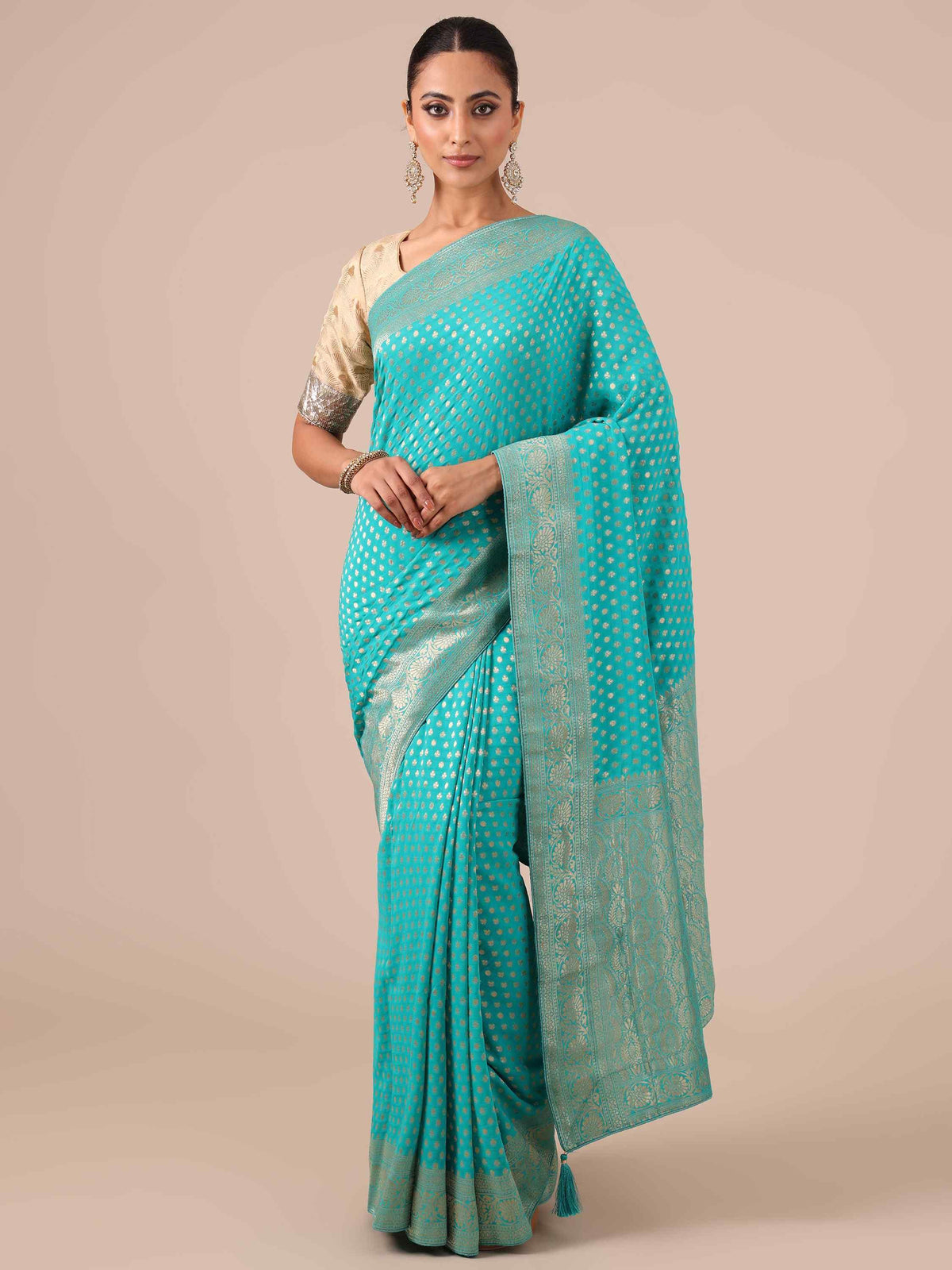 Firozi Color Saree - House of Surya