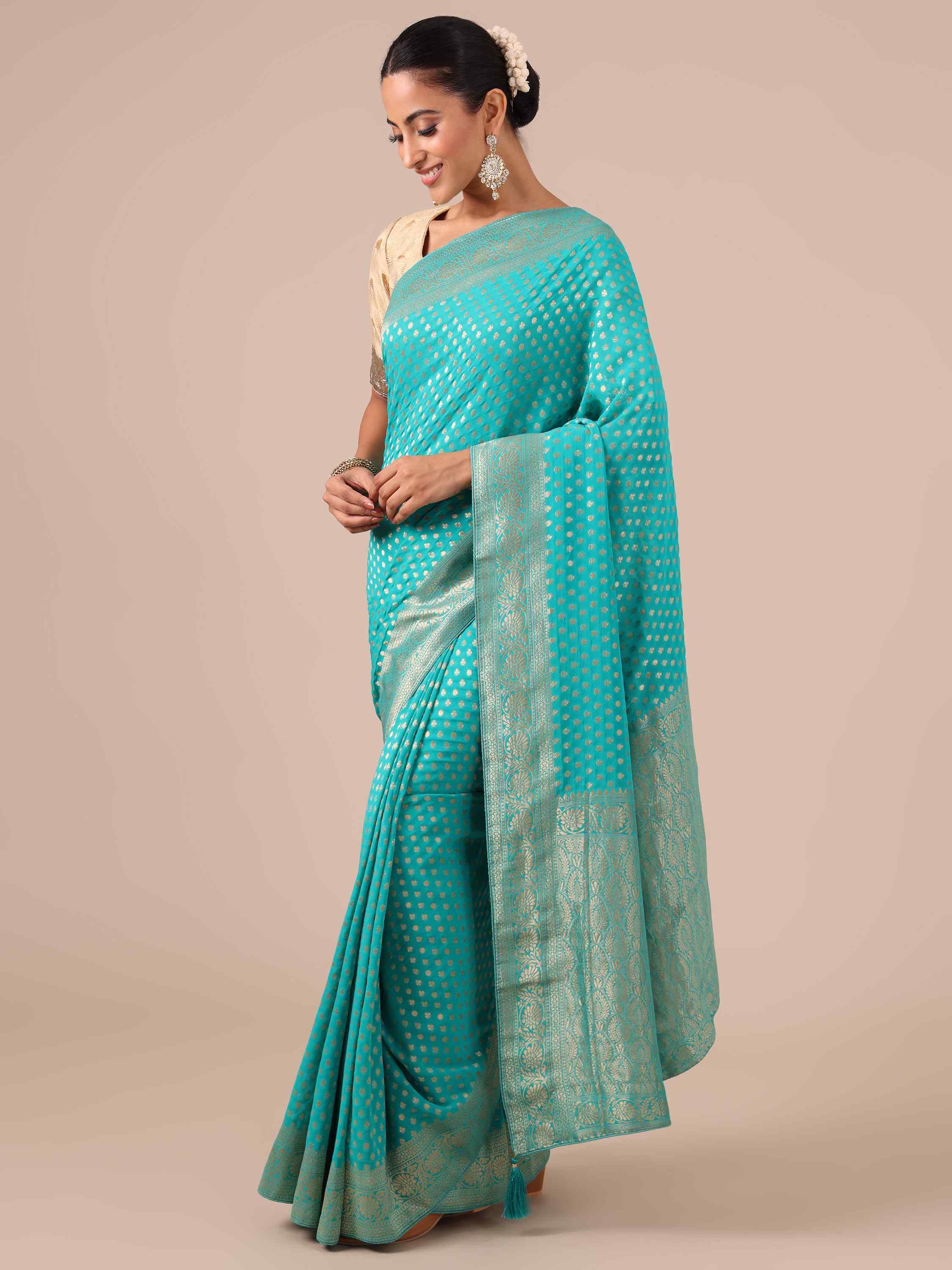 Firozi Color Saree - House of Surya