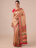 Golden Silk Weaving Saree with Rani Unstitched Blouse