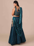 Peacock Blue Chikankari Lehenga Choli with Matching Dupatta