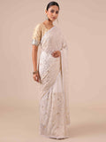 White Chikankari Georgette Saree with Matching Unstitched Blouse