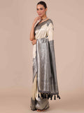 Ivory Silk Saree - House of Surya