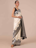 Ivory Silk Saree - House of Surya