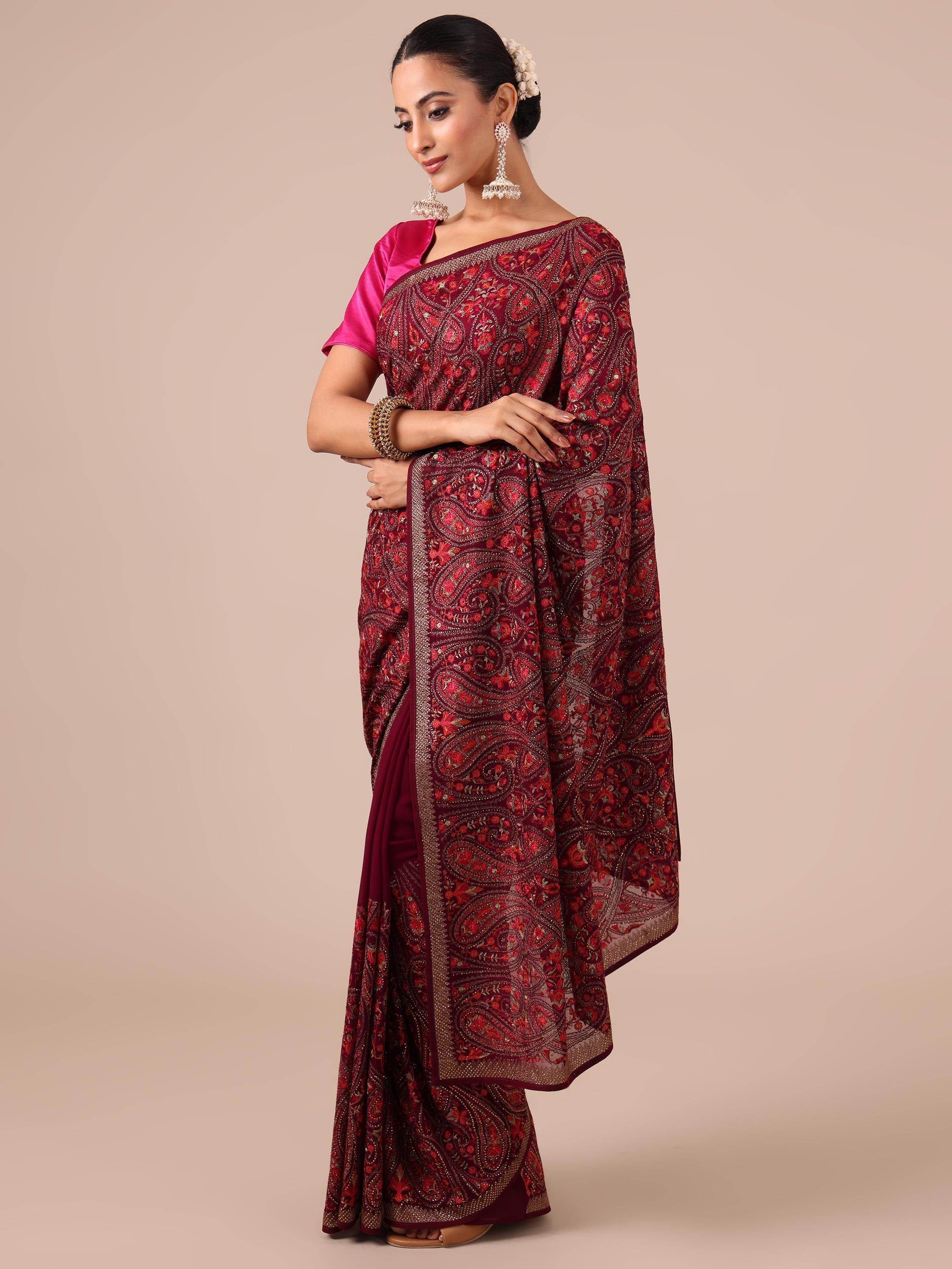 Kashmiri Georgette Saree - House of Surya