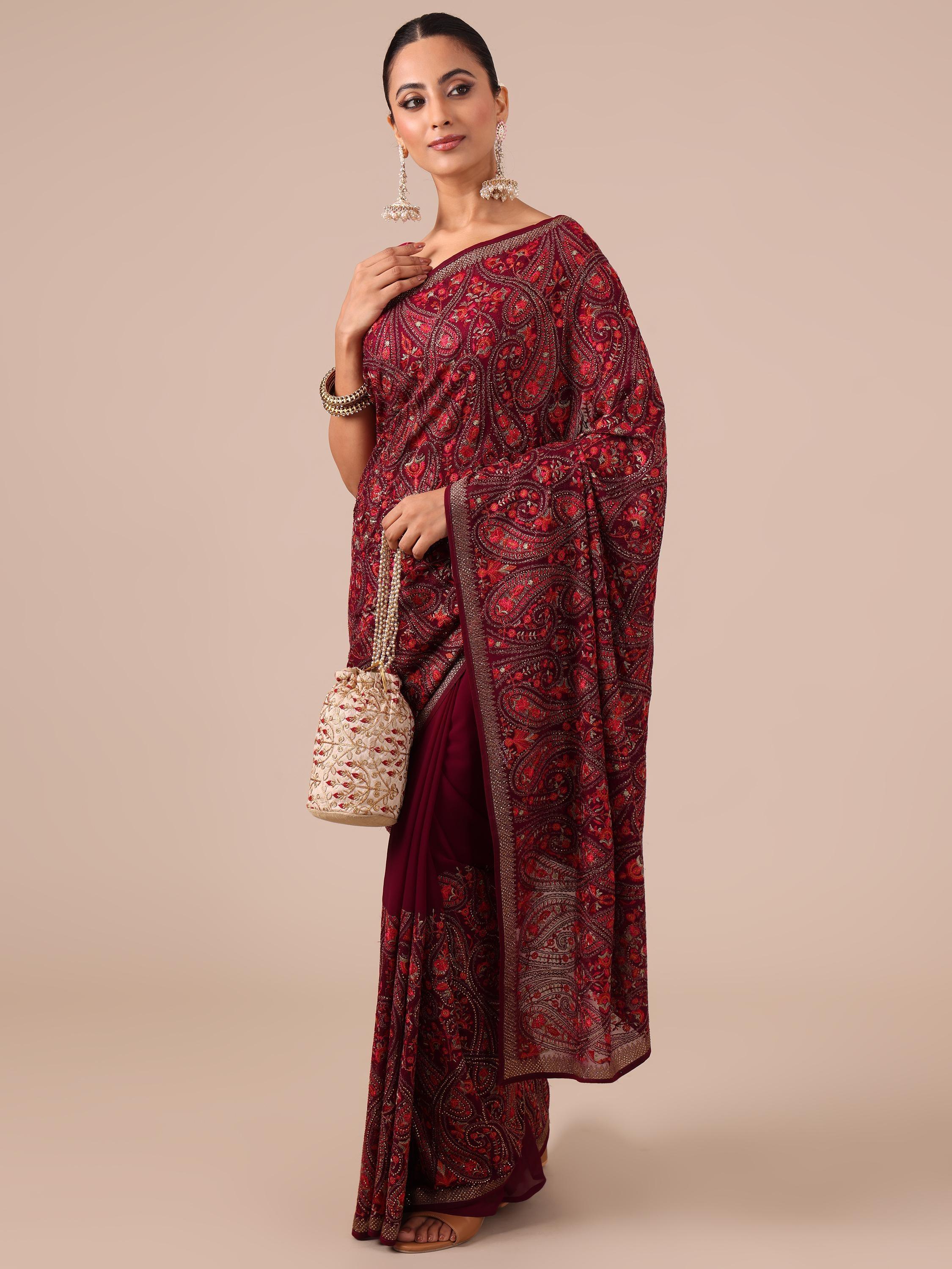 Kashmiri Georgette Saree - House of Surya